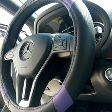 2019 Black & Purple Slip-On Style PU Steering Wheel Cover Perfect Fit Non-Slip