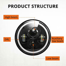 2pcs DOT 7" Inch Round LED Headlight DRL Signal Light For Jeep Wrangler 07-18 JK