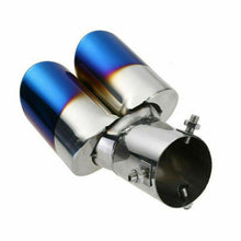 63mm 2.5" Stainless Steel Dual Car Exhaust Muffler Pipe Blue Tail Tip Universal