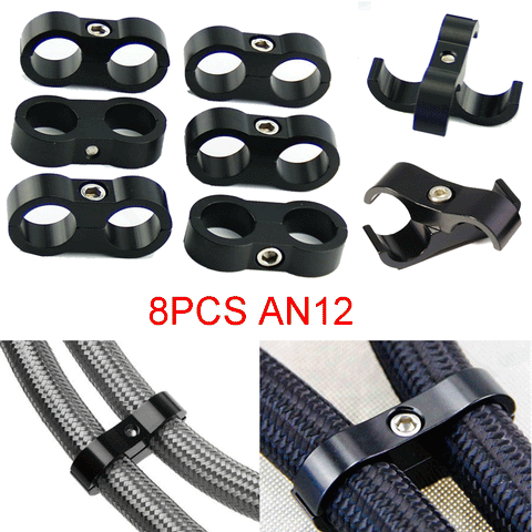 8pcs AN12 AN-12 Stainless Steel Fuel Oil Water Gas Hose Line Clamp Separator Kit