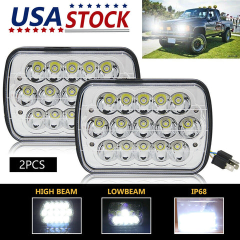2pcs H6054 7x6 LED Headlight Sealed Beam Square Headlamp For Toyota Truck Pickup