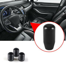 Universal Glossy Black Real Carbon Fiber Car Gear Shift Lever Knob Accessories