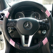 2019 Black & Pink Slip-On Style PU Steering Wheel Cover Perfect Fit Non-Slip