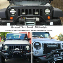 Pair 7" INCH LED Headlights Hi/Lo Beam DRL /2 Wire for Jeep Wrangler JK LJ CJ