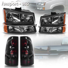 for 2003-2006 Chevy Silverado 1500 2500 Black Headlights + Smoke Tail Lights Set