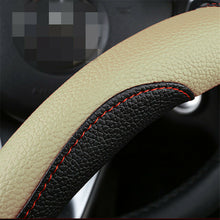 Car 38cm PU Leather Steering Wheel Cover Environmental Non-slip Black/ Beige