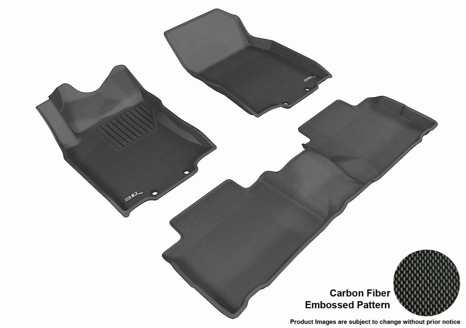 For 2014-2020 Nissan Rogue R1 R2 KAGU Carbon Pattern Black All Weather Floor Mat