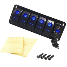 6 Gang DC12V/24V 4.8A Car Marine Boat RV LED Rocker Switch Panel Circuit Breaker