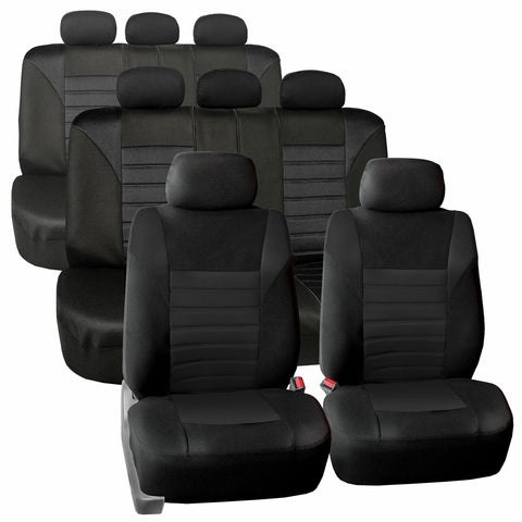 3 Row 8 Seaters Seat Covers For SUV Van 3D Mesh Solid Black Full Set
