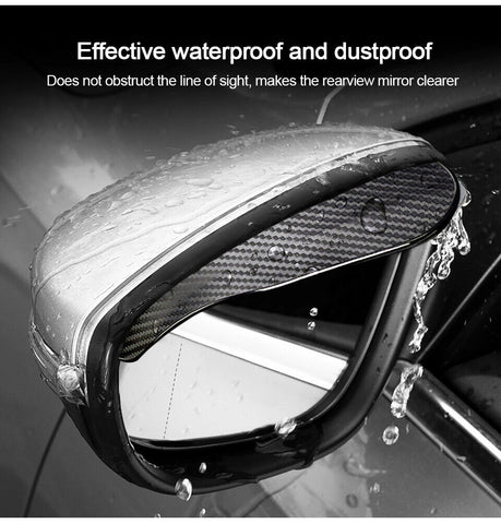 Two Piece Carbon Fiber Black Mirror Rain Visor Guard For Toyota Models