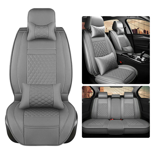 Luxury Universal 5-Seats Car Seat Cover PU Leather Full Set Protector Cushion US