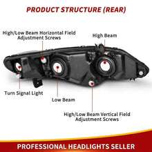 Headlights Assembly for 2006-2011 Honda Civic Sedan 4Dr Chrome Housing Headlamps