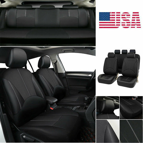 Universal Car Seat Cover Front&Rear Set PU Leather 5-Sit Covers For All Seasons