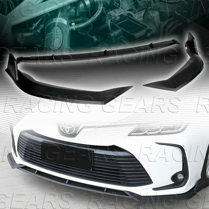 FIT 2019-2020 TOYOTA COROLLA UNPAINTED BLACK FRONT BUMPER BODY KIT LIP 3-PCS