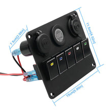 Waterproof Car Boat Rocker Switch Panel Gang w/Dual USB Socket Cigarette Lighter