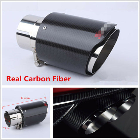 1x Real Carbon Fiber Glossy Car Exhaust Pipe 63mm-89mm Universal Muffler End Tip