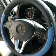 Black & Blue 14.25-15" PVC Leather Steering Wheel Cover Non-Slip Durable