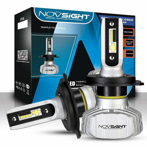 NOVSIGHT 10000LM H4/HB2/9003 LED Headlight Bulbs Dual Hi/Lo Kit 6500K Cool White