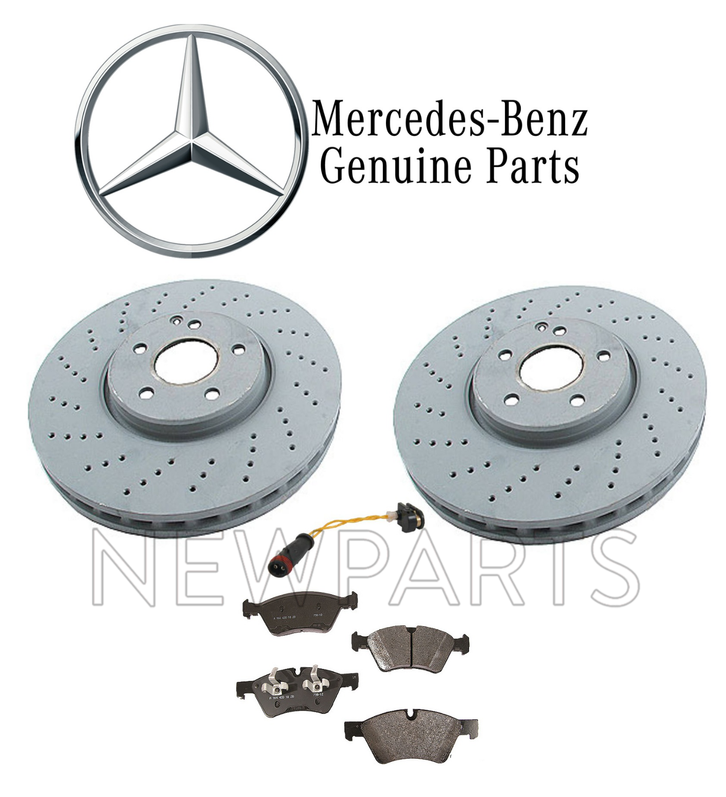 For Mercedes W211 E350 Set of 2 Front Disc Brake Rotors & Pads Sensor Genuine