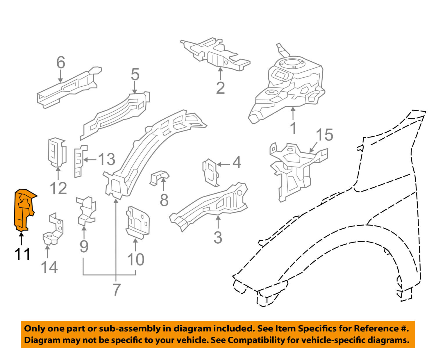 HONDA OEM 16-17 Civic Fender-Support Bracket Left 60919TBAA00ZZ