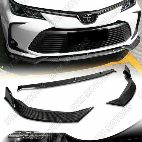 For 19-20 Toyota Corolla LE XLE Sedan Carbon Look Front Bumper Body Kit Lip 3PCS