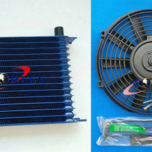 Universal 15 Row 10AN Universal Engine Transmission Oil Cooler BLUE + FAN