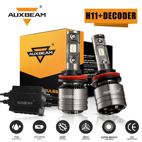 AUXBEAM H11 Canbus LED Headlight Low Beam Bulb Bright 6000K 60Days Free Return
