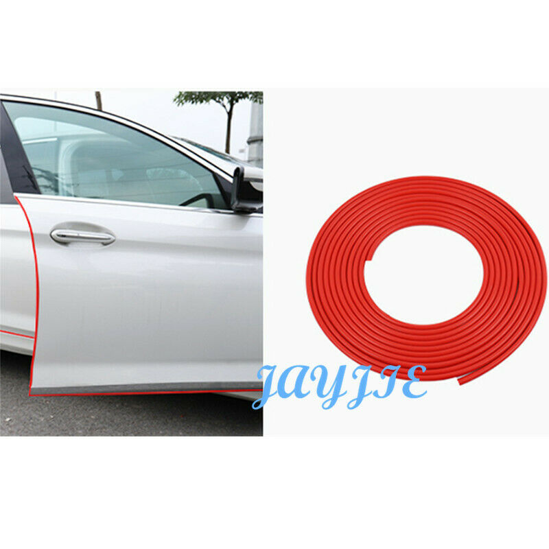 Red Car Door Edge Trim Sticker Rubber Sealing Strip Anti Scratch Guard 16FT/5M