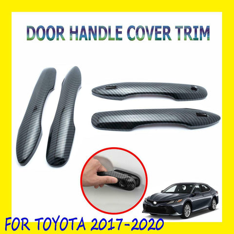 Door Handle Carbon Pattern Cover Trim 4D For Toyota Camry Corolla Prius 2018-up