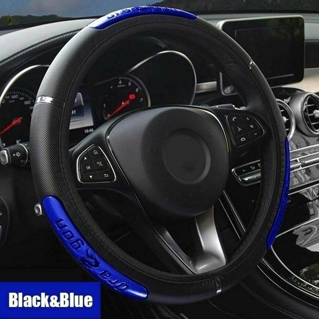 38cm Universal Dragon Car Steering Wheel Cover Reflective PU Leather Accessory