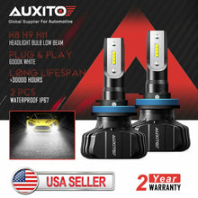 AUXITO H11 H8 H9 LED Headlight 9000LM White Light Kit Hi Lo Beam Bulb 6000K B7