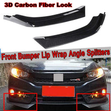 2x Carbon Fiber Style Car Front Bumper Lip Spolier For Honda Civic 4Dr 2016-2020