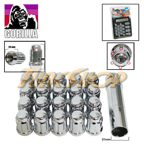 20 G LOCK GORILLA SPLINE TUNER LUG NUTS 12X1.25 1.25 ACORN WHEELS RIMS CHROME N