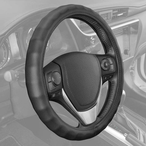 New Black Real Genuine Leather Car Truck Suv Van Boat Steering Wheel Cover