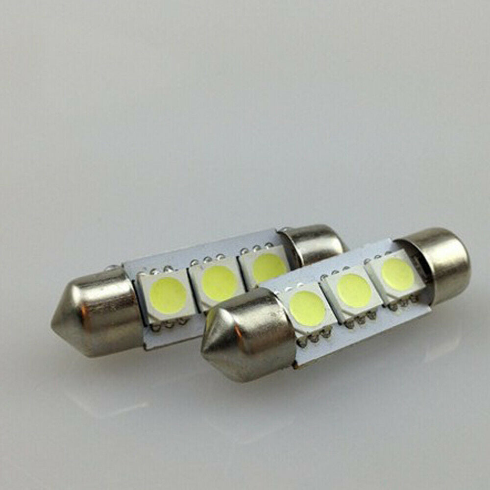 2x Xenon White 36mm 3-SMD 5050 LED Car Auto Dome Bulb Visor Vanity Mirror Lights