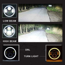 Pair 7" Inch Round LED Headlights Halo Angle Eyes For Jeep Wrangler JK LJ TJ CJ