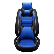 US 5-Seats 5D Car Sit Cover PU Leather Front Rear Universal Blue Car Accessories