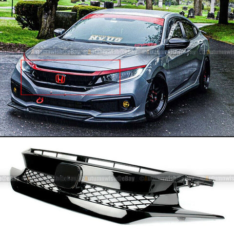 For 19 20 Civic 2/4DR LX EX Sport Toruing Type R Style Gloss Black Bumper Grille