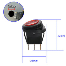 2pcs 12V 20A Waterproof Round Red On-Off Rocker Switch For Car Boat SPST Marine