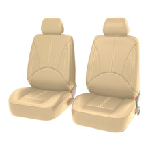 2PCS Car Front Seat Headrest Cover PU Leather Cushion Set Universal Beige Color