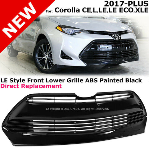 For Corolla LE XLE Style 17-19 Front Bumper Lower Center Grille Glossy Black