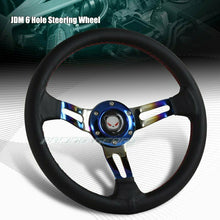 350MM 3-SPOKE DRIFT RACING TITANIUM RED STITCHED BLACK LEATHER STEERING WHEEL