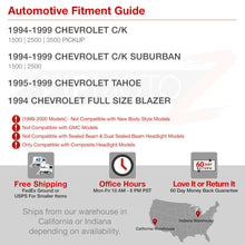 1994-1998 Chevy Silverado Suburban Tahoe CK Chrome Bumper Signal Headlight Lamps
