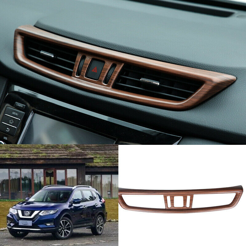 For Nissan Rogue 2014-2020 ABS Wood grain Dashboard middle air outlets vent Trim