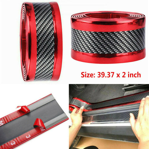 Accessories Carbon Fiber 1X Car Door Plate Sill Scuff Cover Anti Scratch Sticker