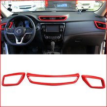For Nissan Rogue 2014-2020 ABS Red Carbon Fiber Dashboard air outlets vent Trim