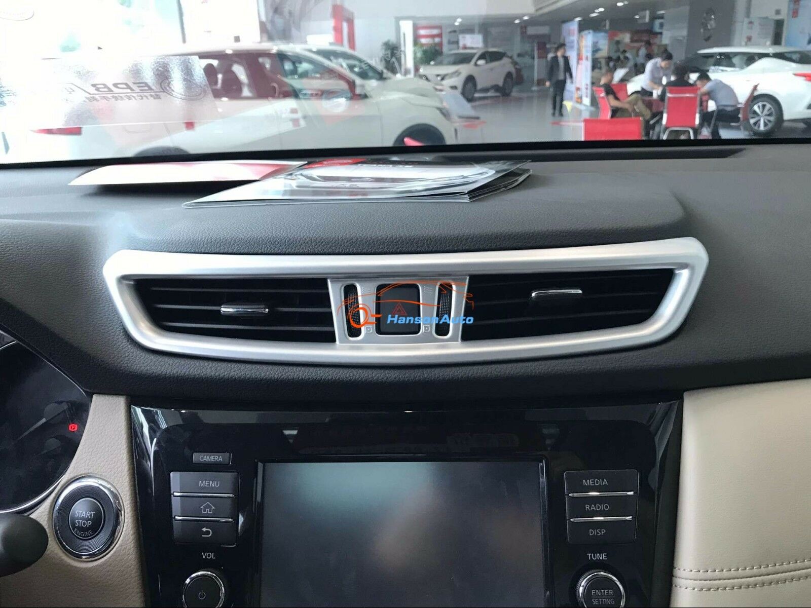 For Accessories Nissan X-Trail Rogue 2017 2019 Chrome middle control trim Cover