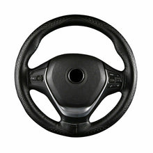 38cm Genuine Leather Car Steering Wheel Cover Black Non-Slip DIY w/Needle Thread