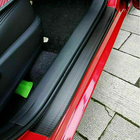 4X Accessories 5D Car Stickers Carbon Fiber Door Sill Protector Scuff Plate Trim