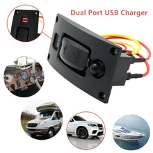 Car RV Boat Dual USB Charger Panel Red Indicating Light Waterproof 12V 24V Screw